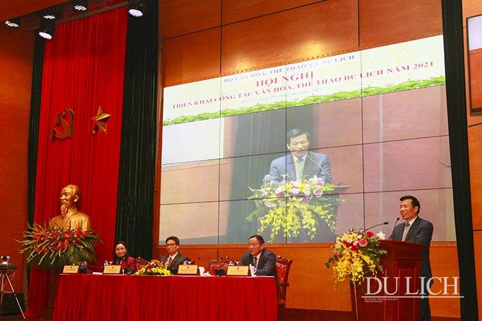 Bộ trưởng Bộ VHTTDL Nguyễn Ngọc Thiện phát biểu tại Hội nghị